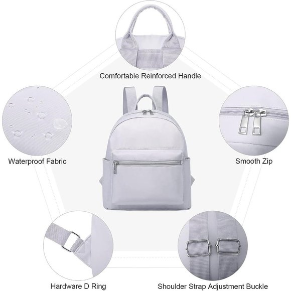 Women Grey Polyester Light Weight Small Waterproof Mini Backpack main image 7